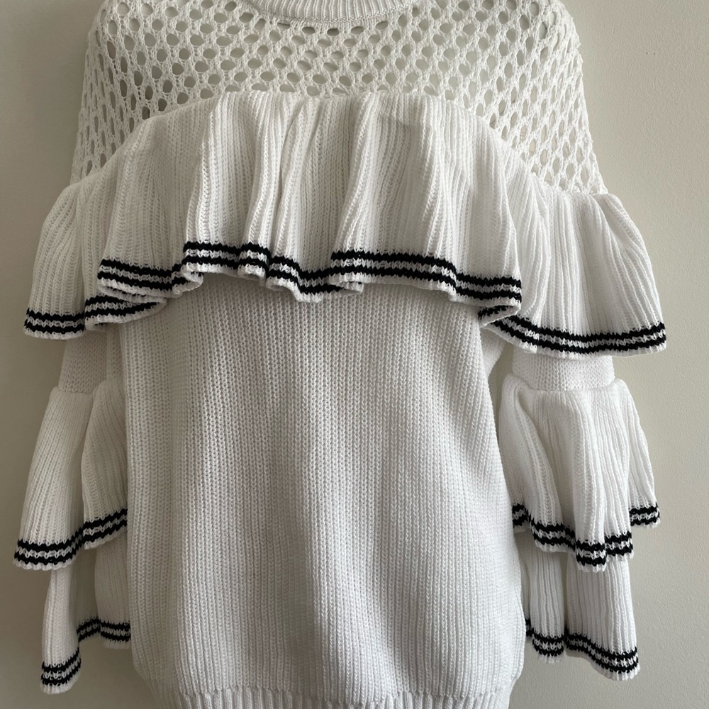 Nylon Apparel Cascading Ruffle Sweater - Picture 4 of 7